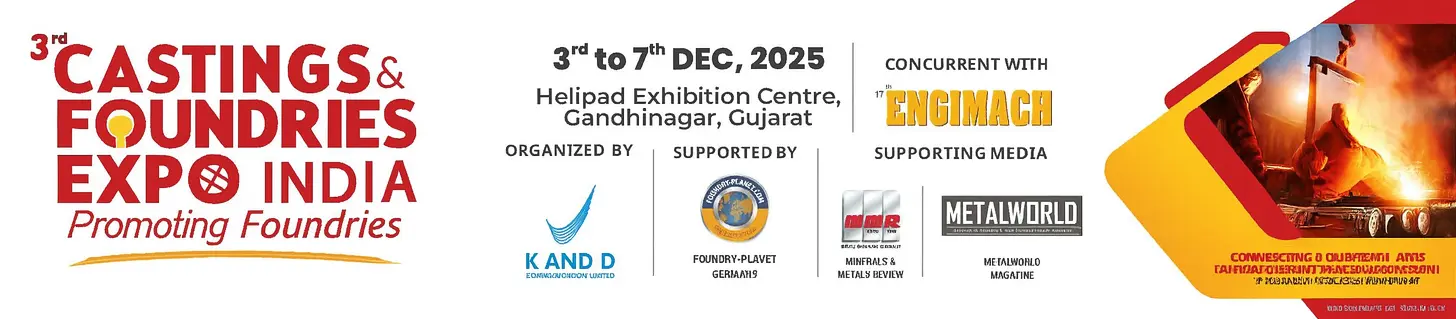 پوستر نمایشگاه بین‌المللی ریخته‌ گری و صنایع فلزی هند CASTINGS & FOUNDRIES EXPO INDIA