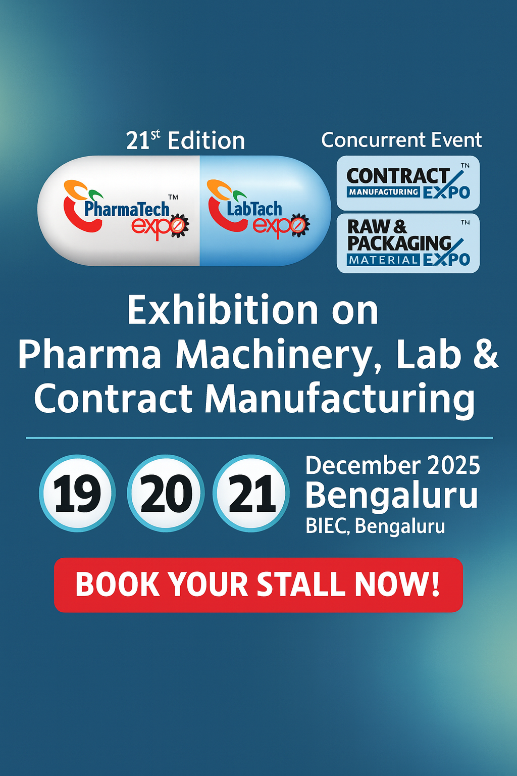 پوستر نمایشگاه فناوری‌های دارویی فارماتک و تجهیزات آزمایشگاهی لبتک (PharmaTech Expo & LabTech Expo)