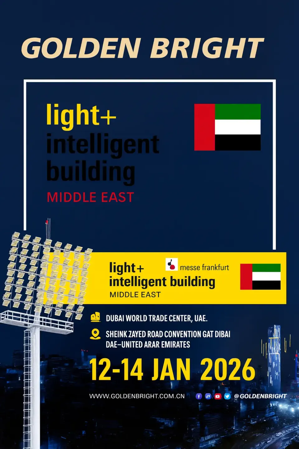 پوستر نمایشگاه نورپرداری و روشنایی دبی (Light + Intelligent building)