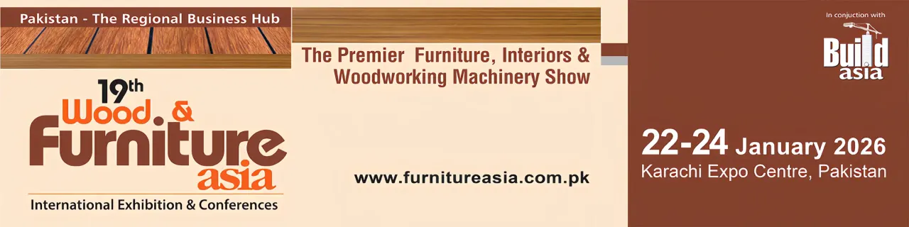 پوستر نمایشگاه بین‌المللی صنایع چوب و مبلمان آسیا کراچی (Wood and Furniture Asia)