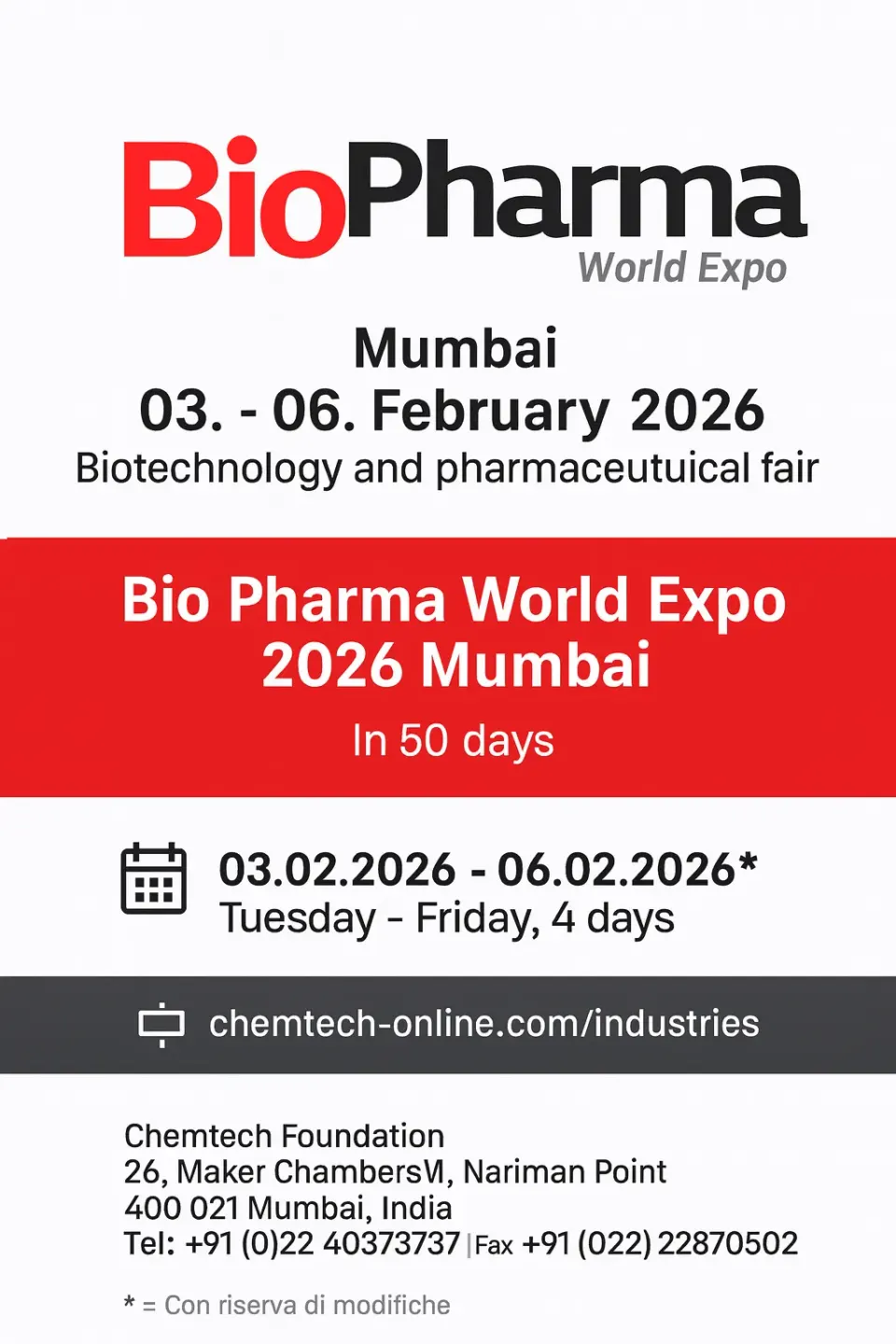 نمایشگاه بیوتکنولوژی و داروسازی (Bio Pharma World Expo Mumbai)